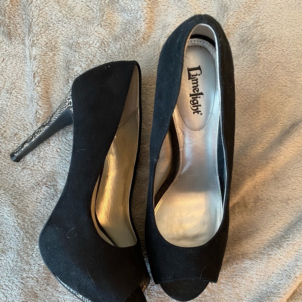 Black snakeskin heels